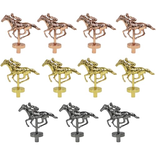 11 Metal Horses for Horse Racing Board Game 3 Colors Small Metal Horses Set with Small Cylindrical Foot (Gold 4+Rose Gold 4+Silver 3) - color: 11 Small Horses