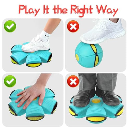 Magic Metaball, Magic Bouncing Ball, 2PCS Magic Flying Saucer Interactive Pop-Up Transform Toy, Family Interaction Pink & Light Blue Bouncy Ball, Delay Frisbee Flying Disc Toy with 6 Light - color: Pink & Light Blue