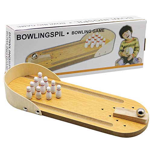 MorTime Mini Wooden Desktop Bowling Game Toy, Classic Desk Ball for Kids