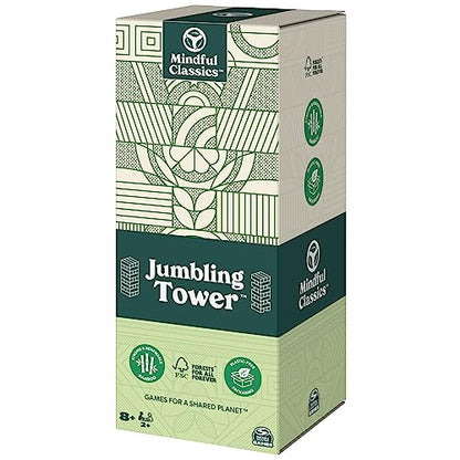 Mindful Classics, Jumbling Tower Sustainable Wooden Blocks Tumbling Toppling Bamboo Wood Party Stacking Game, for Adults and Kids Ages 8 and up - color: Jumbling Tower