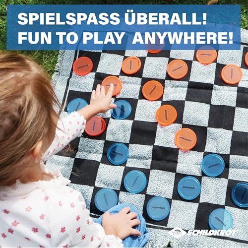Schildkröt 3-in-1 Carpet, Women XXL Tic Tac Toe and 4-in-Line Rug with 24 Pieces, Beach Game, Garden or Park