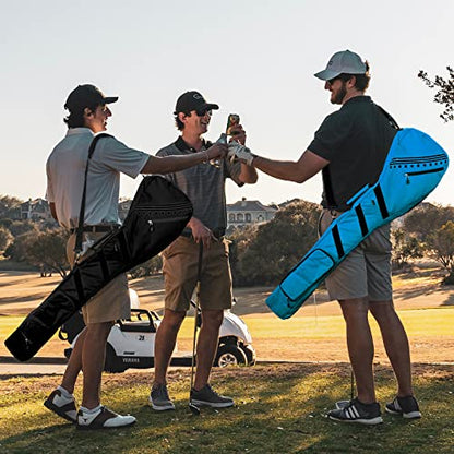 Big Teeth Golf Sunday Bag, Small Golf Bag Lightweight, Par 3 Golf Bag for A Few Clubs Driving Range, Practice with Carry Shoulder Strap Foldable Multi-Colour - color: Black
