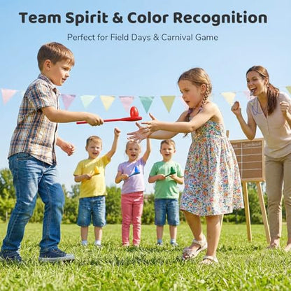 LovesTown 24PCS Egg Spoon Race Game Set for Field Day Games Party Favors, Relay Race Wooden Egg Balance Carnival Game for Kids & Family Activity Holiday Hunt Limbo Survivor Outdoor Lawn Games