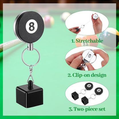 2 Pcs Chalk Holder Pool Billiards - Retractable Cue Chalk Holder Pool with Belt Clip - Snooker Billiards Accessories
