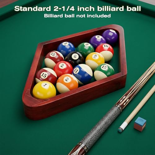 Solid Wood Pool Ball Rack, 2-1/4" Diamond Shaped 9-Ball Rack, Wooden Billiard Pool Table Accessories for Standard Size Balls (Natural Wood)