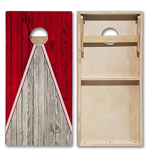 Tailgating Pros Cornhole Boards-4'x2' Cornhole Game w/Carrying Case & Set of 8 Corn Hole Bean Bags w/Tote (4'x2' Pyramid Design Tournament)