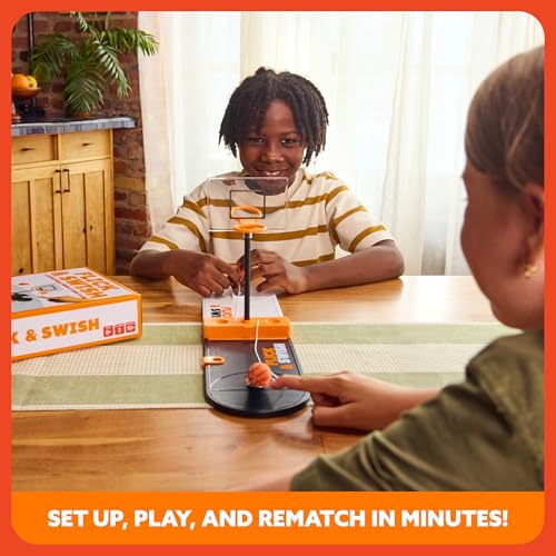 Flick & Swish Basketball Hook & Ring Game By Relatable, Exciting 2 Player Games Everyone Can Enjoy, This Mini Basketball Game Includes 1 Court Board and Instructions