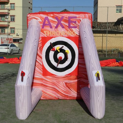 4 in 1 Inflatable Carnival Game Inflatable Sport Games Multi Sports Play Ring Toss Basketball Hoop Game for School Playground/Family/Team - style: Axe throw