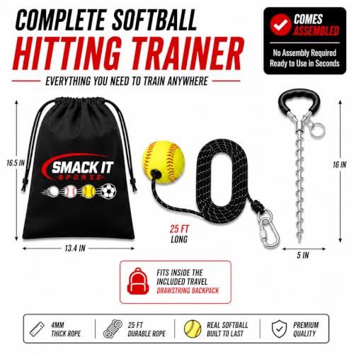 Baseball & Softball Swing Trainer – Practice Your Swing in The Backyard with a Real Ball & Get 50 Feet of Flight Feedback Ages - style: SOFTBALL