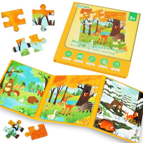 Magnetic Puzzles for Toddlers 3-5 3-5 60PCS-3 Season Themes Magnetic Puzzles for Kids 4-6 Travel Puzzle for Airplane/Car/Road Trip/Gift Toys for 3 4 5 6 7 8 Girls and Boys - color: Spring, Autumn, Winter