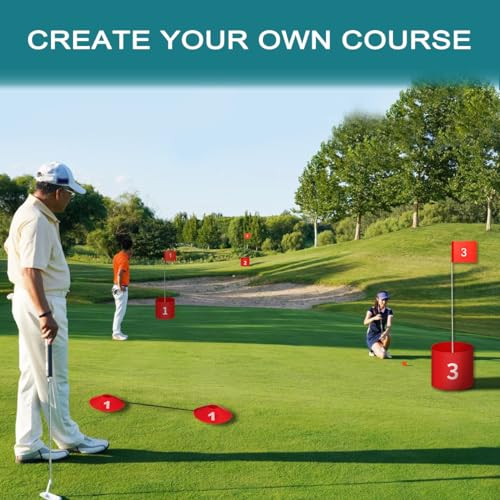Golf Yard Bucket Games 3 Holes Golf Practice Game with Flag, Golf Chipping Game for Kids and Adults Outdoor, Indoor, Park, Beach, Backyard, Lawn - size: 3 SET