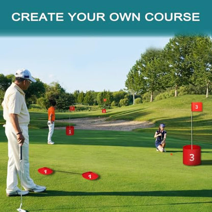 Golf Yard Bucket Games 3 Holes Golf Practice Game with Flag, Golf Chipping Game for Kids and Adults Outdoor, Indoor, Park, Beach, Backyard, Lawn - size: 3 SET