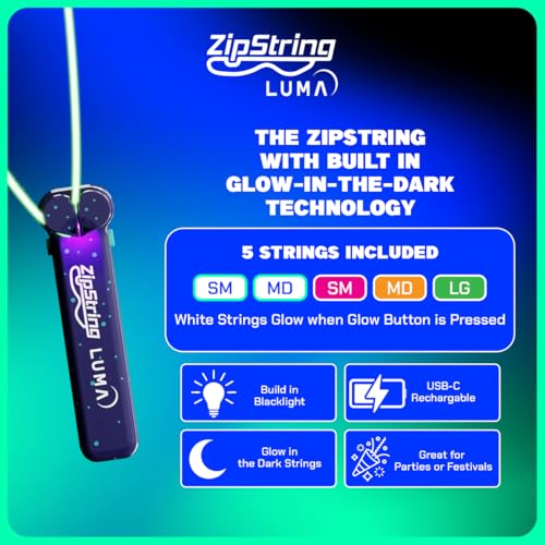 ZipString Luma - The Patented Glow-in-The-Dark Toy that Flies a Loop of String Classic - Featured String Rope Launcher Loop Fidget Toy, Bundle