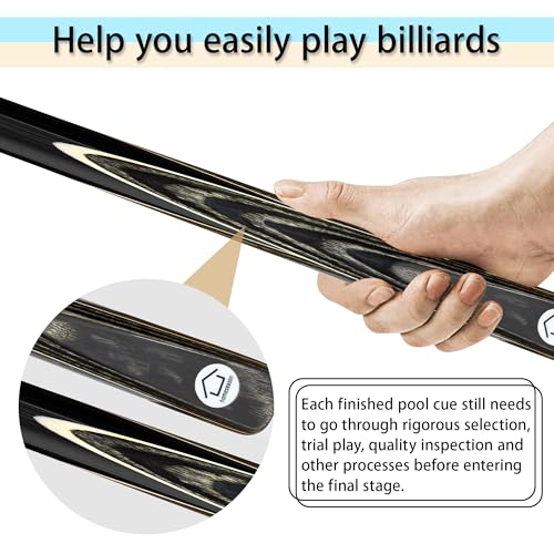 HomeSeason 57inch Snooker Cue Stick 18oz 3/4 Jointed Pool Cue, with Extension, Cue Case, Durable Ash Wood and Red Maple Construction Billiards Cue - color: HSS03