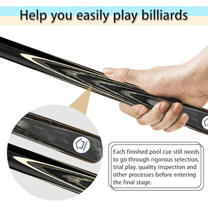 HomeSeason 57inch Snooker Cue Stick 18oz 3/4 Jointed Pool Cue, with Extension, Cue Case, Durable Ash Wood and Red Maple Construction Billiards Cue - color: HSS03
