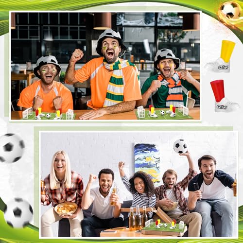 Simgoing 4 Set Soccer Football Centerpieces Table Decor Sports Party Decorations Pitch on The Table Game with 4 Flick Games Set Office Sports Party Favors(Soccer) - style: Soccer