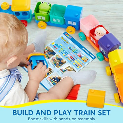 Play-Act Learning Toy for Toddlers 1 2 3 Years Old, Counting, Matching & Sorting Montessori Learning Farm Train Including 9 Farm Animals, Birthday Gift for Baby Boys Girls - style: Farm Number Train
