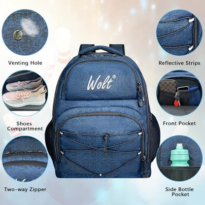 WOLT Bowling Ball Bag,2 Ball Bowling Backpack with Protective Foam Padded & Shoe Compartment Fits Up to Mens Size 16 - color: healthyblue