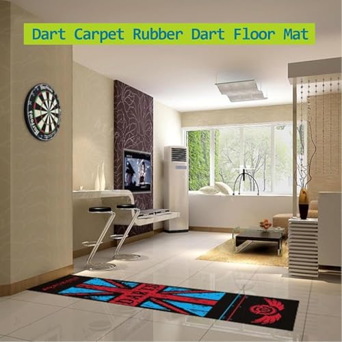 116x27inch Non-Slip Dart Mats Rubber Floor Protect Rugs, Dart Board Mat with Throw line, Darts Training Carpets, Shock Absorbing, Rubber Material
