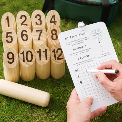 Modern Wooden Outdoor Games Set, Family with Scoreboard, Portable Camping Games for Adults