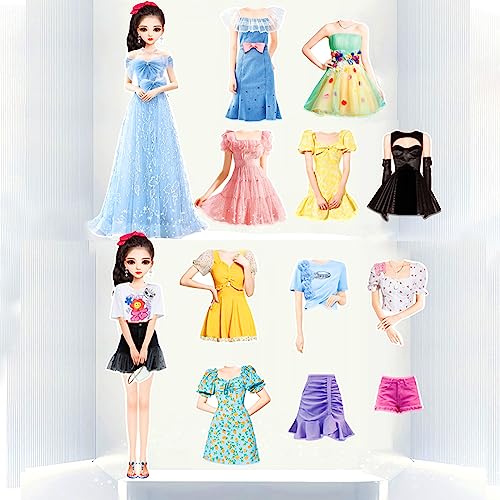 Magnetic Princess Dress Up Paper Doll Pretend Play Toys Magnet People Clothes Puzzles Game for 3+ Year Old Girls Toddler,Preschool Learning Created Imagine Set Birthday Gift (D Set) - style: D Set