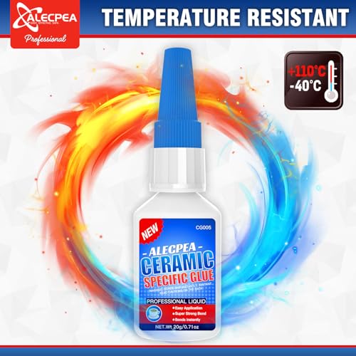 ALECPEA 20g Ceramic Glue - High-Strength Adhesive for Porcelain & Pottery Repair - Waterproof & Heat-Resistant Bond for Dishes, Tiles, Vases & Statues - Quick 15s Set with 3 Precision Tips - size: 20g/1Pack, style: Ceramic Glue