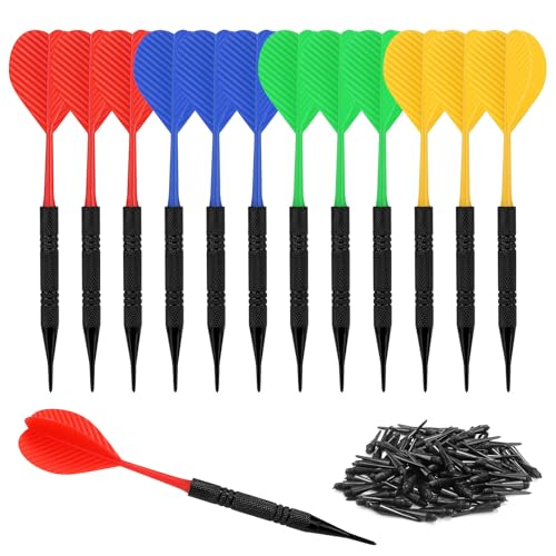 Accmor Soft Tip Darts, Bar Dart, Plastic Tip Darts Set, Attach Extra 100 Black 2BA Replacement Tips, Soft Tip Darts for Electronic/Plastic Dartboard - color: black