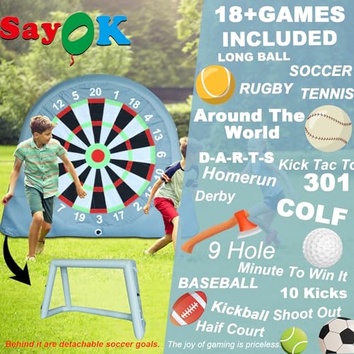Inflatable Giant Kick Darts (18+ Ways to Play) Inflatable Soccer Goal Jumbo Soccer Dartboard w/Air Pump Big Carnival Games Giant Outdoor Games Oversized Dart Board Yard & Lawn Game