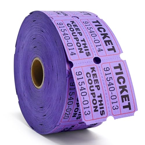 L LIKED Raffle Tickets Double Rolls 1000 Per Roll 50/50 Raffle Tickets for Events,Carnivals, Entry, Class Reward, Prizes(Purple) - color: 1000 Purple