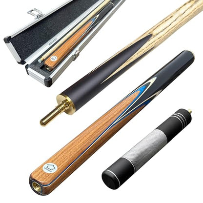 HomeSeason 57inch Snooker Cue Stick 18oz 3/4 Jointed Pool Cue, with Extension, Cue Case, Durable Ash Wood and Red Maple Construction Billiards Cue - color: HSS07