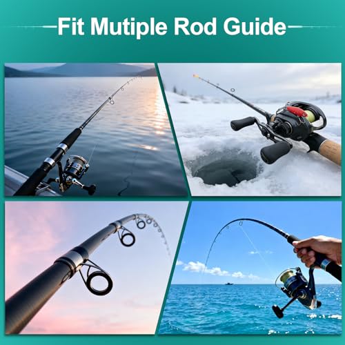 Fishing Rod Repair Kit, Fishing Pole Eyelet Repair -13 Sizes 52Pcs Ceramic Guide Rings for Replacement, Rod Tip Accessories & Gear | High-Hardness | Low-Friction/w A&B Epoxy Glue Tweezer