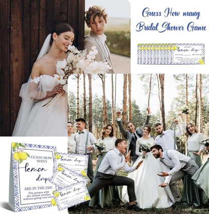 Lemon Baby Shower Games, Guess How Many Card, Lemon Baby Shower Decorations, Party Games & Activities, 50 Cards and Sign - size: lemon