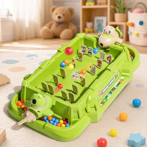 predolo Mini Pinball Game, Airplane Theme Pinball Machine with Lights and Sounds, Electronic Scoring Desktop Game, Portable Pinball for Kids 4+
