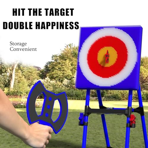 Axe Throwing Set, Throw Target Game Set, Family,Office Stress Relief, with 8 Long-Handled Flying Axe & 8 Five Star Dart,for Parent-Child Bonding Blue-Ironpipe - color: Blue, size: Ironpipe