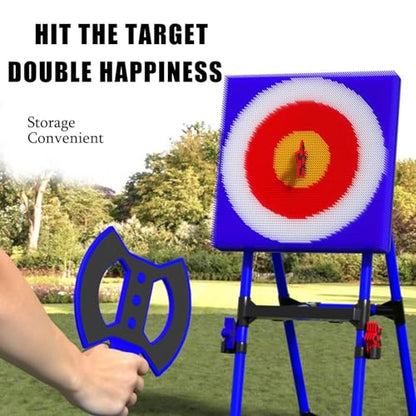 Axe Throwing Set, Throw Target Game Set, Family,Office Stress Relief, with 8 Long-Handled Flying Axe & 8 Five Star Dart,for Parent-Child Bonding Blue-Ironpipe - color: Blue, size: Ironpipe