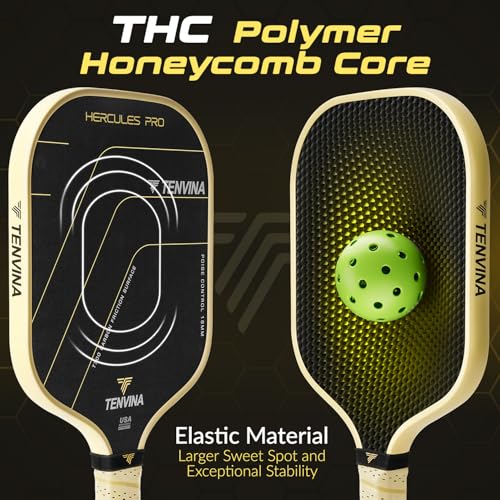 TENVINA Pickleball Paddles, Thermoformed T700SC Carbon Fiber Pickleball Paddle, Pickle Ball Paddle USAPA Approved with Dominant Power and Larger Sweet Spot - color: PRO-Carbon-Wider-16MM Control
