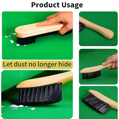 Billiard Pool Table Brush Cleaning Kit, Pool Table Brush Accessories 3 Set. | Includes 9-In Nylon Bristle Brush, Rail Brush, Sticky Lint Roller. Soft Bristles, Wood Handle, Billiards&Snooker Accessories