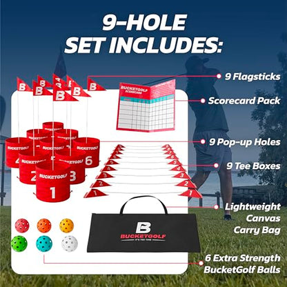 bucketgolf Game Pro The Original Ultimate Backyard Golf Game for Family, Adults and Kids - Portable 9 Hole Golf Course Play Outdoor, Lawn, Park, Beach, Yard - size: Without Clubs