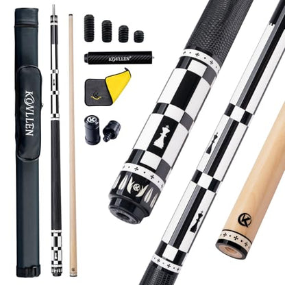 KONLLEN Maple Pool Cue Stick for Adults - Features Low Deflection Shaft, Titanium Alloy 3/8x8 Joint, and 12mm Tip - color: GW1-set