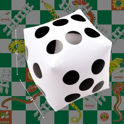 Novelty Place 13" Jumbo Inflatable Dice, Pack of 2, White and Black Giant Dice for Indoor and Outdoor Broad Game, Ludo and Pool Party