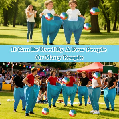 Granny Pants Yard Game Set Giant Outdoor Party Activity for Kids and Adults, Big Pants Ball Catching Set with 4 Balloons and Pump, Funny Lawn Activity, Ring Toss Games (Blue) - color: Blue