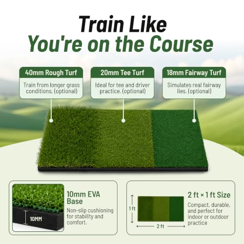 Golf Net for Backyard Practice – 10x7ft Golf Hitting Net with Tri-Turf Mat, Multi-Target Zones, Carry Bag | Golf Practice Net for Driving, Chipping & Swing Training – Indoor & Outdoor Use