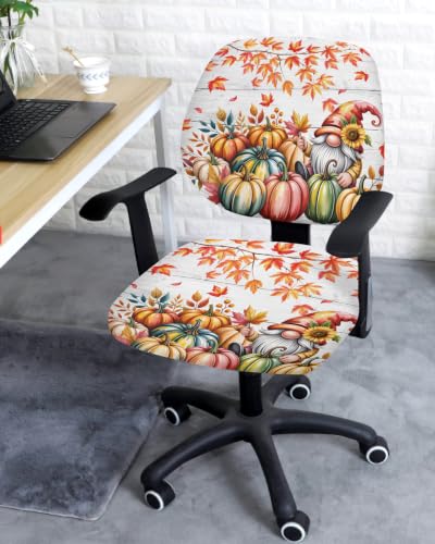 Savannan Office Chair Cover, Ombre Pumpkin Thanksgiving Leaf Protective Stretch Elastic Universal Cover for Desk Task Chair,Computer Rotating Chair 1 Pcs Maple Leaves Retro Board