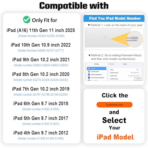 Custom Name/Number Case for iPad (A16) 11th Gen 11 inch 2025 & 10th 10.9 inch 2022 & 9th/8th/7th Gen 10.2 inch 2021/2020/2019,with Hockey Lover's,with Pencil Holder(Columbus Blue) - color: Columbus Blue, size: iPad Series