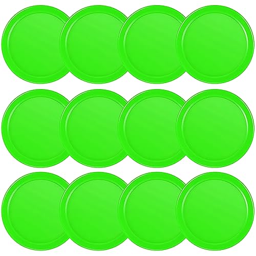 Coopay 3 1/4 Inches Air Hockey Pucks 12 Pack Full Size Heavy Replacement Pucks for Game Tables Equipment Accessories - color: Green
