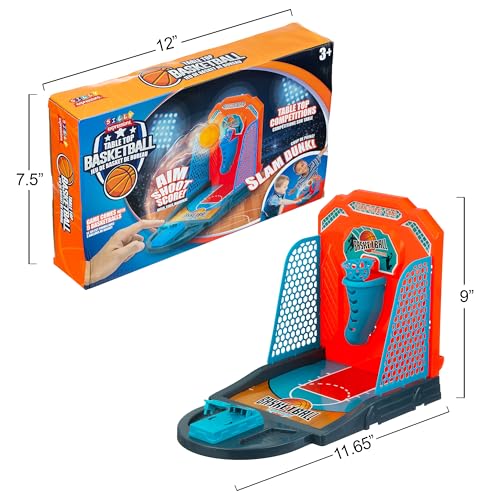 Tabletop Basketball Game - Mini Desktop Basketball Hoop for Office, Work | Mini Desktop Basketball Hoop for Office, Work & Travel. Desk Game Toy Collection. Fun Office Basketball for Kids, Adults - style: Basketball
