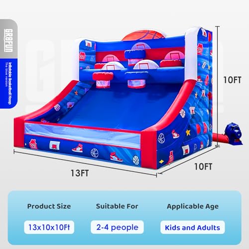 Inflatable Basketball Hoop Shot 13×10×10ft, Blow Up Inflatable Basketball Game with Balls, Air Blower, Inflatable Games for Outdoor Parties, Carnival Events, Lawn Games - color: Classic