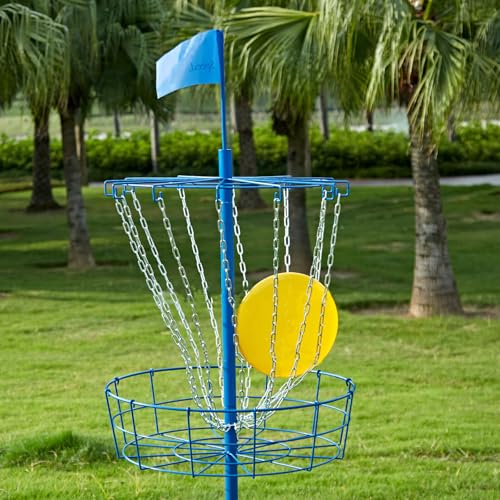 SpeedArmis Portable Disc Golf Targets - Heavy Duty 12 Double Steel Chains, Professional Disc Golf Basket, Includes 3pcs Discs