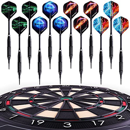 WIN.MAX Electronic Dart Board Soft Tip Dartboard Set LCD Display with 12 Darts 100 Tips Power Adapter