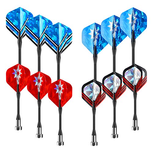 Accmor Magnetic Darts, 12pcs Replacement Magnet Darts Plastic Darts for Dartboard - color: Blue Red-Shiny
